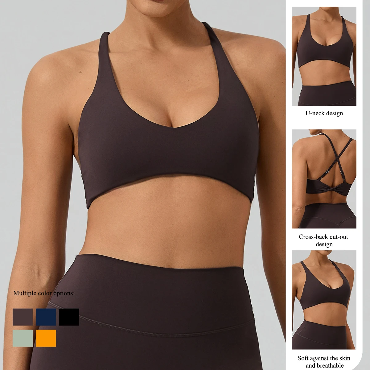 Hearuisavy Gym Sports Bra Women Yoga Bra Crisscross Back Tight Running Pilates Fitness Bralette Breathable Quick Dry Workout Top