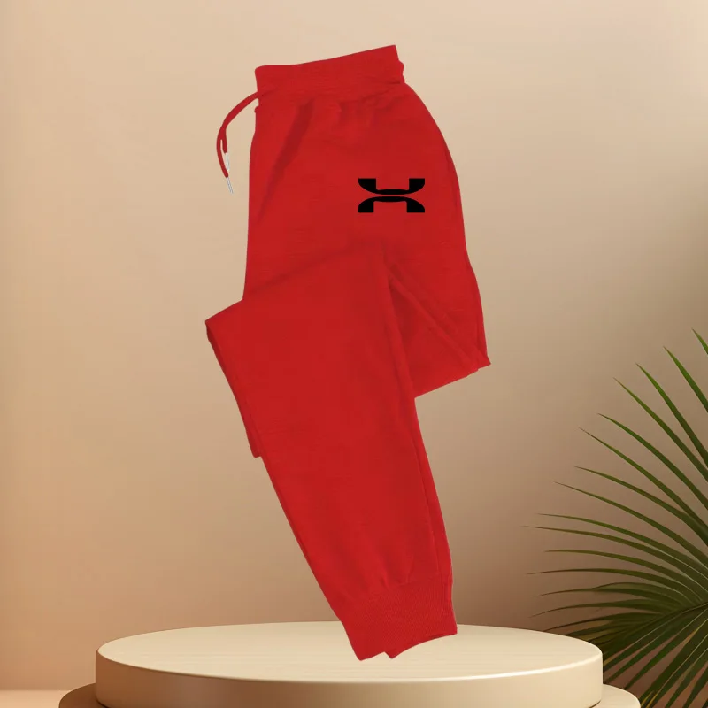 Men's casual jogging pants with elastic waistband and drawstring - comfortable sports and casual pants with simple printing