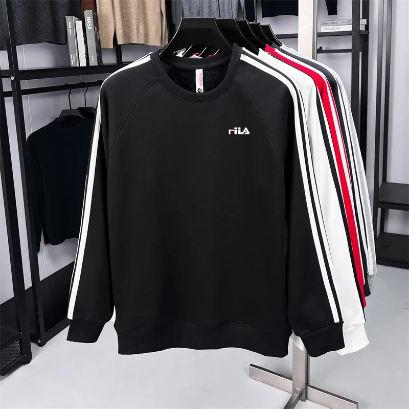 New Style Autumn Trendy Men's Printed Striped Sleeves Sweatshirt Advanced Cotton Warm Comfortable O-Neck Tops Casual Men's Wear