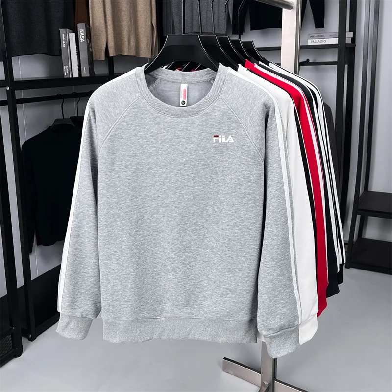 New Style Autumn Trendy Men's Printed Striped Sleeves Sweatshirt Advanced Cotton Warm Comfortable O-Neck Tops Casual Men's Wear