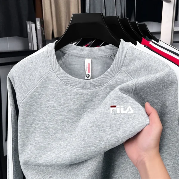New Style Autumn Trendy Men's Printed Striped Sleeves Sweatshirt Advanced Cotton Warm Comfortable O-Neck Tops Casual Men's Wear